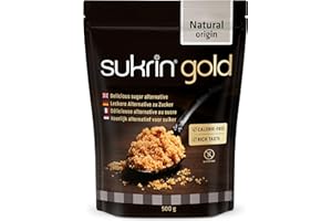 Sukrin Gold - Alternative naturelle au sucre roux avec érythritol et stévia - Édulcorant zéro calorie pour les régimes kéto, faibles en glucides et diabétiques, 500 g