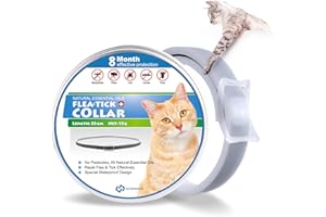 SCIROKKO Cat Flea Collar - 8 Months Protection Tick Collar, Adjustable and Waterproof Natural Oil Flea Collar, Flea Treatment for Cats Puppies