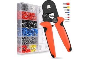 VORHOT Pince a Sertir Per avec 1400 Pièces Cosse Electrique, Kit Pince d'Outil de Sertissage pour 0.25-10mm², Cliquet Auto-Adjuvsable Crimping Tool pour Installations Électriques