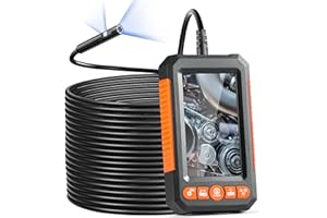 VEVOR Endoscope à Double Objectif, Caméra Endoscopique avec 8+1 Lumières LED, Écran IPS 4,3", Câble Semi-Rigide 15 m, Zoom 4X, Caméra Serpent 1080P Étanche IP67 pour Inspection Automobile, Plomberie