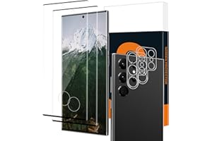 2+2 pièces Carantee Verre Trempé pour Samsung Galaxy S23 Ultra 5G, avec Caméra Arrière Protecteur, 3D vitre protection pour Samsung Galaxy S23 Ultra, Haute Sensibilité Haut Définition protection écran