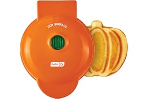 Dash - DMWP001OR - Gofrera de tamaño mini, para hacer gofres individuales, hash browns, gofres keto, con superficies antiadherentes fáciles de limpiar, 10,16 cm, color naranja “Orange Pumpkin”
