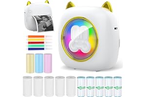 IGRARK Mini Pocket Printer, Portable Thermal Printer with 13 Rolls Printing Paper Compatible with Android and ios, Bluetooth Inkless Printers for Printing Photos Sticky Notes, Lists