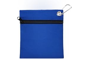 Tee avec Fil,Tee Bag,Sac de Tee, Tee Bag Holder Sac de Rangement Pouch, Zippered Tee Ball Sac Titulaire avec Mousqueton Accessoires - Bleu