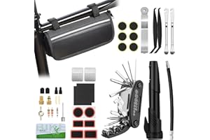 Ninonly 38PCS Kit Reparation Velo Kit Crevaison Velo avec Mini Pompe 120 PSI Kit Reparation Pneu Velo avec Outils Multifonction Pièce pour Bicyclette VTT Cyclisme