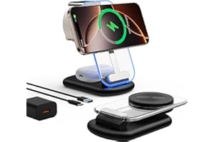 UMANIY Caricatore Wireless Caricabatterie Magnetico - 3 in 1 Ricarica Base Senza Fili Stazione Compatibile con iPhone 16/15/14/13/12 Pro Max Mini/Plus/XS/XR/X/SE,AirPods Pro 2/3