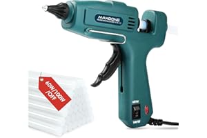 Feuerfest 60W/100W/Aus Heißklebepistole mit 12 Heißklebesticks 11mm (Nicht klein), Temperaturverstellbares Klebepistole Heissklebepistole für DIY Handwerk Reparaturen - MAXDONE 60W/100W Klebepistole
