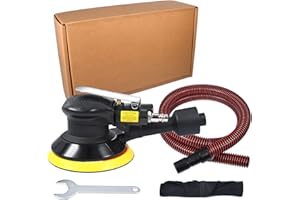 QIUMIN Levigatrice orbitale industriale 150 mm aria compressa con raccolta polvere, smerigliatrice ad aria compressa ad alte prestazioni con chiusura, 12000 giri/min, lucidatrice multifunzione(nero)