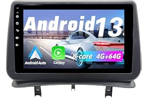 AneQu para para Renault Clio 3 2005-2014 Radio, Sintonizador de Navegación GPS Android 13 para para Renault Clio 3 2005-2014 Pantalla táctil de 9 Pulgadas, Carpaly Android 13 8-Core 4+64 GB