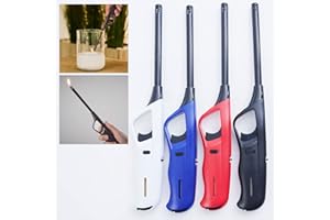 UNILITE 4 x Stabfeuerzeug mit Soft Flame – langes Feuerzeug mit Stab 27,6 cm lang – Elektronik Feuerzeuge – 4 Stück im Set schwarz weiß blau rot – Elekt-rofeuerzeuge mit Gas befüllt & nachfüllbar