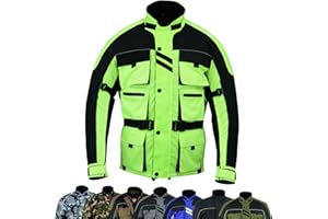 warrior gears 6 Pockets Mens Motorcycle Jacket, Textile Racing Motorbike Jacket, Hi-Vis Biker CE Protective Armored Jackets Mens Waterproof & Mesh Lining Breathable