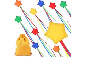 CCCYMM 10 Pcs Star Bean Bags Toss for Kids Throwing Colorful Cornhole Small Bean Bag with Ribbons 1 Carry Bag for Indoor Outdoor Tossing Game Carnival Toy Party Supplies