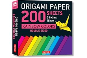 Origami Paper 200 Sheets Rainbow Colors 6 inches: Double-Sided