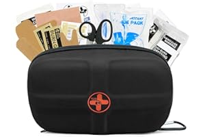 RHINO RESCUE Mini Kit di Pronto Soccorso, Piccolo Elemento di Emergenza Portatile Impermeabile per Viaggi, Casa, Auto, Dormitorio, Campeggio, Escursionismo (Nero)