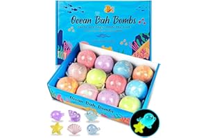 COYONCE Badebomben für Kinder mit Überraschung, Badekugeln Badebomben, 80g Kugelbadekugeln mit im Dunkeln leuchtendem Ozeanspielzeug, sind ideale Festtagsgeschenk und Weihnachtsgeschenke für Kind