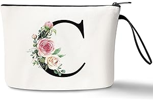 JEKUGOT Personalisierte Make-up-Taschen, Geburtstagsgeschenke für Frauen, Mütter, A-Z Personalisierte Geschenke für Frauen, einzigartige Freundschaftsgeschenke für Frauen, Braut-Kosmetiktasche (C)