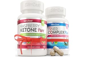 SLIMZEST Raspberry Ketone Weight Loss Pills That Work Fast for Keto Diet w/Natural Cleanse Duo - Raspberry Ketones Max Strength - Supports Metabolism, Appetite Control & Energy Levels - Formulated in The UK