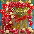 Party Propz Birthday Decoration Items-62 Pcs,Birthday Decoration Items Wife|Happy Birthday Decoration For Men,Women|Love Birthday Decoration Kit With Foil,Metallic Balloons,Lights,Tape,Glue