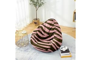 Mateju Pouf Poltrona a Sacco, Stampa Zebrata 3D Pouf Letto Singolo Morbido, Pouf Sacco di Fagioli Senza Riempimento, Pouf Poltrona di Fagioli per Adulti e Bambini, per Interni Esterni (Rosa,L)