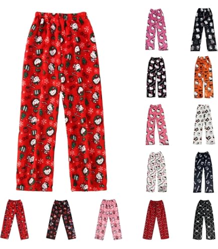 Hello Kitty Pajamas Aliexpress 𝑯ello 𝙆itty Flanelle Pyjamas Femmes Polaire Chaud Dessin Animé En Laine Kawaii Bas De Pyjama Hello Kitty Peluche