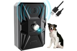 QUEENMEW Anti Aboiement pour Chien, Dispositif Anti Aboiement ,33 Pieds Rechargeable Dispositif Dissuasion pour Petits et Grands Chiens Exterieu, Anti-Aboiement Chiens Ultrason pour Chien Anti Aboiements pour