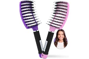 SAKKAL Cepillo de Pelo, Cepillos de Cerdas de Jabali Naturales Largo, Grueso, Fino, Rizado Y Enredado Peinado Profesional Natural Desenredando Secado Rápido secador desenredante peine mujeres ninos salon