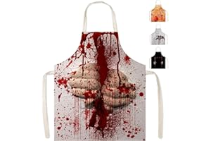 MOMAHUA Halloween Apron Blood Splatter for Adult,65x75cm Scary Bloody Butcher Costume Cosplay Accessories,Adjustable Waterproof Kitchen Cooking Waitress Chef Apron