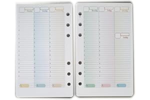 TIPOME A6 Personal Refill - Weekly Planner without Date 52 weeks - Paper 120gr 6 Holes 3.9"x6.7" 10x17cm