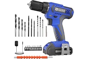 FADAKWALT Power Cordless Drill Driver, 20V Cordless Drill and Screwdriver Set, Electric Combi Drill Kit 21+1 Torque, DIY Accessory Set, 2 Variable Speeds, Suitable for Wood, Metal