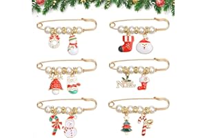 Kiiwah Lot De 6 Broches de Noël, Métal Pins Noel, Badge Noel pour Vêtements Accessoires Adulte Enfant (Or)