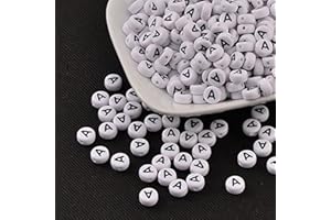Handicraft Emporium Flat Round Alphabet Acrylic Beads | 20g | A