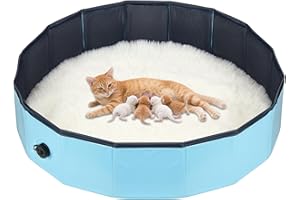 AIHSUMC Cat Birthing Box, Whelping Box for Cats 32x8 inch Whelping Pool Foldable Pet Birth Supplies Portable Puppy Whelping Pen for Dogs Easy to Clean, Can be Used Indoors or Outdoors