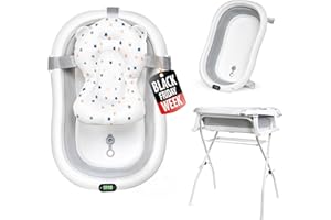 moovkee. Vaschetta Bagnetto Neonato con Supporto 80cm - Pieghevole Vaschetta Bagnetto Bambini 1-3 Anni - Vasca da Bagno Bambini con Termometro Incorporato - Offri il massimo comfort al tuo bambino