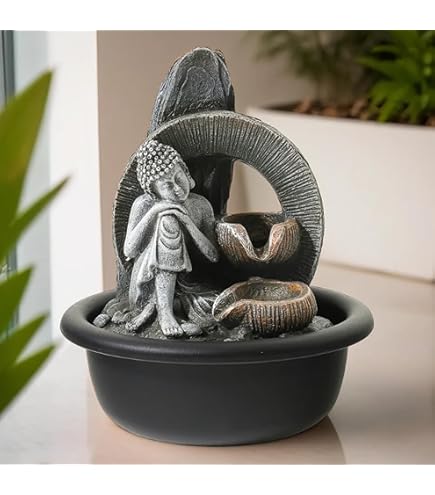 8-Inch Shiva Water Fountain with LED Light and Water Flow Control