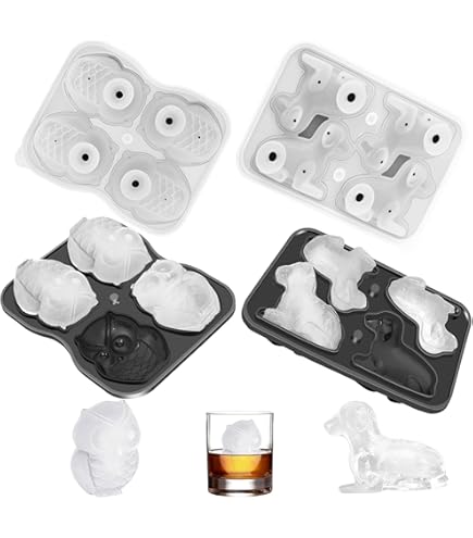 Anseom Ice Cube Trays 3D Novelty Silicone Ice Cube Tray With Lid