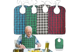 SKJJL 4 Piezas Baberos Adultos Impermeables y Lavables para Personas Mayores, Hombres, Mujeres, Ancianos y Discapacitados