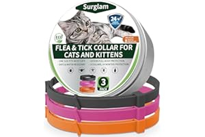 SURGLAM Collier Anti Puces Chat, Collier Anti-Puces et Anti-Tiques pour Chats, Collier Antiparasitaire Chat, 24 Mois Protection Collier Puce Chat, Naturel Chat Collier Traitement Contre Puces et Tiques-N-R-O