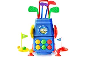EPPO Ensemble de jouets de golf pour tout-petits, jeu de golf pour enfants, cadeau de jouets de sport avec 4 bâtons de golf colorés, 6 balles, 2 trous d'entraînement, jouets d'intérieur et d'extérieur