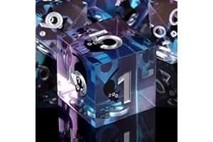 ORUZA DND Polyhedral Resin Dice, D&D Cat Dice Set, Resin Sharp Edge Game Dice for Dungeons and Dragons RPG MTG Pathfinder Role Playing Game