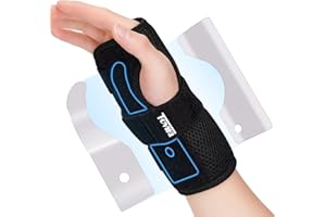 TOVIKI Attelle Poignet Réglable avec Double Attelle Métallique - Orthèse Main Droite pour Canal Carpien, Tendinite, Entorse | Confort Respirant & Utilisation Nocturne (Droite)