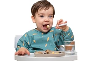 TINY WOLFIE Babero con Mangas Impermeable Bebé ideal BLW. Babi Guardería para Comer y Pintar con Manga Larga Niños y Niñas de 6 a 36 Meses hasta 3 Años. Fácil Limpieza. Muy Suave. Regalo Bebe Navidad