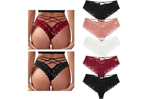 Lishang 5 Pack stringi damskie seksowne szykowne koronkowe majtki damskie pończochy figi stringi bikini bielizna pokusa majtki