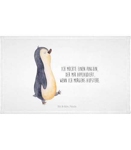 Pinguin Gästehandtuch – Verliebte Umarmung, 30x50 Cm, Weiches Frottier, Perfekt Als Geschenk