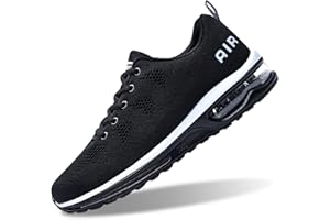 GOOBON Air Shoes for Men Tennis Sports Athletic Workout Gym Running Sneakers - AllBlack - Size 9 UK