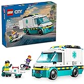 LEGO City Acil Yardım Ambulansı 60451 - Model Ara&ccedil; Seven 5 Yaş &Uuml;zeri &Ccedil;ocuklar i&ccedil;in Yaratıcı Oyuncak Yapım Seti, Doğum G&uuml;n&uuml; He