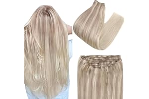 EASYOUTH Tessitura Capelli Veri Ombre Extensions Capelli Veri Tessitura Balayage Remy Tessitura Extensions Capelli Biondo Cenere Mix Biondo Medio e Biondo Platino 20 pollice 100g
