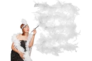 DENO Black Feather Boa - 2 Meters Long Feather Boa For Women For Crafts Fluffy Feather Boa DIY Girl's Fancy Dress Accessories Christmas Carnival, Dancing Wedding Party