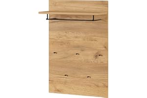 ‎GERMANIA DIE MÖBELMACHER Germania Garderobenpaneel 2794-243 GW-Fremont, in navarra-Eiche-Nachbildung, mit Kleiderstange und fünf Kleiderhaken aus Metall in Schwarz 75 x 110 x 30 cm (B x H x T)