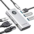 ORICO Docking Station, 6 in 1 USB C Dock con HDMI 4K, alimentazione 100W, Ethernet 2,5 Gigabit, adattatore multi-porta USB-A 