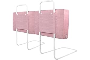 YUENFONG Barierka ochronna do łóżeczka dziecięcego, 50 cm, ochrona przed wypadnięciem, z regulacją wysokości, 5 otworów, regulowana ochrona boczna, 2 sztuki, proszek wiśniowy